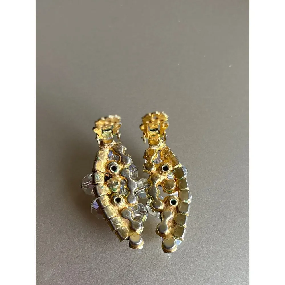 B29 Vintage Juliana Cha Cha‎ Earrings Women AB Crystal Wedding Statement - Picture 5 of 12